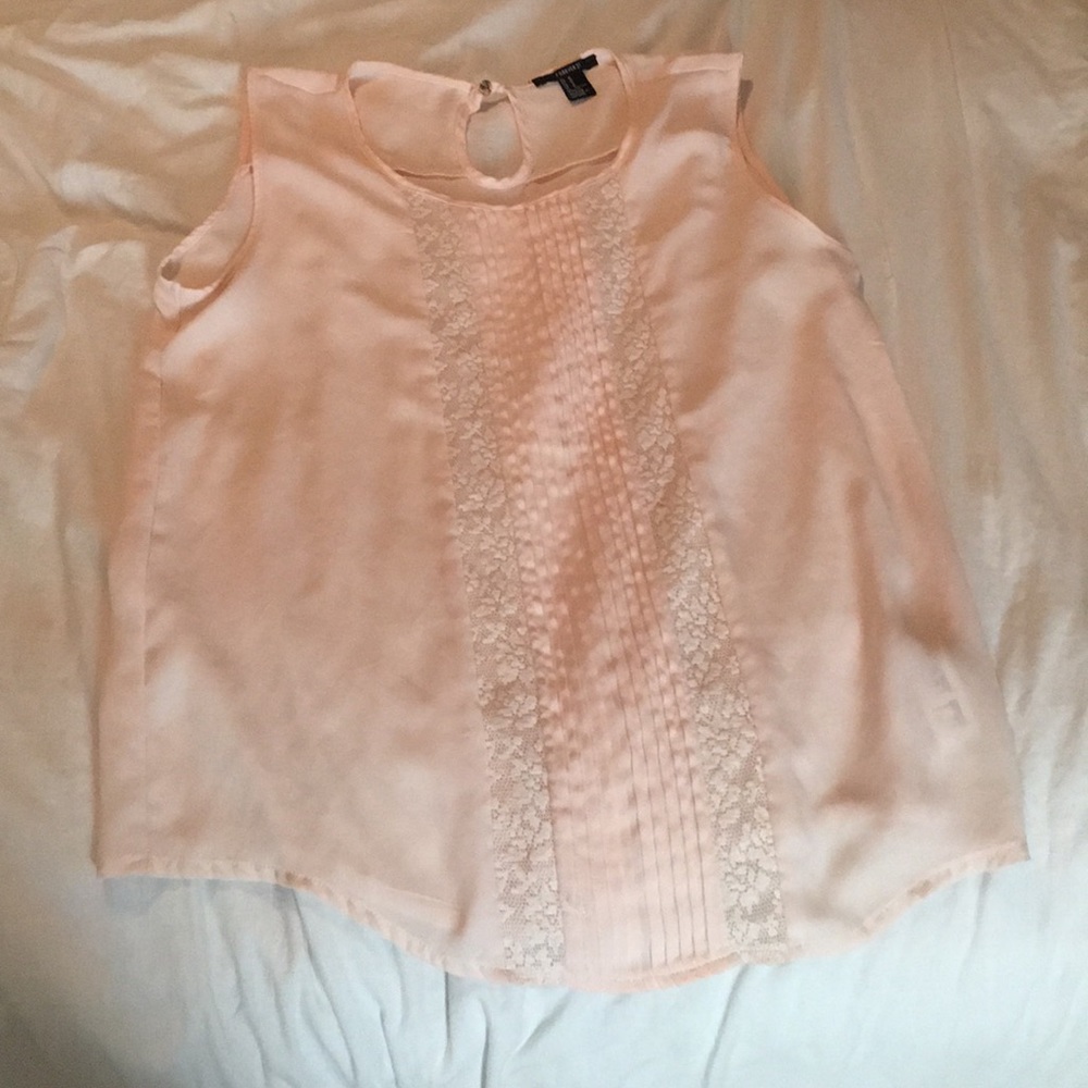 Blush pink blouse tank with lace detail